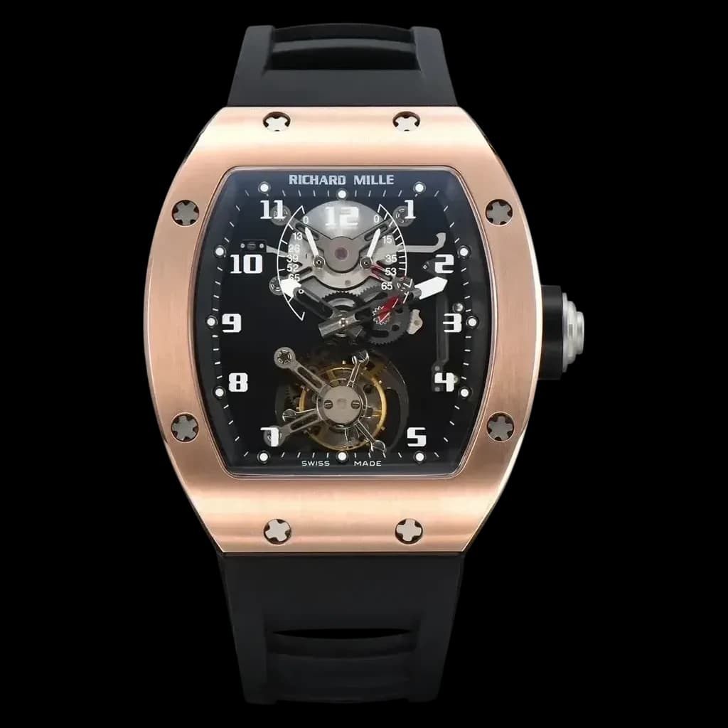 Front view of the Swiss Richard Mille RM 002-V2 replica watch showing the detailed skeleton dial.