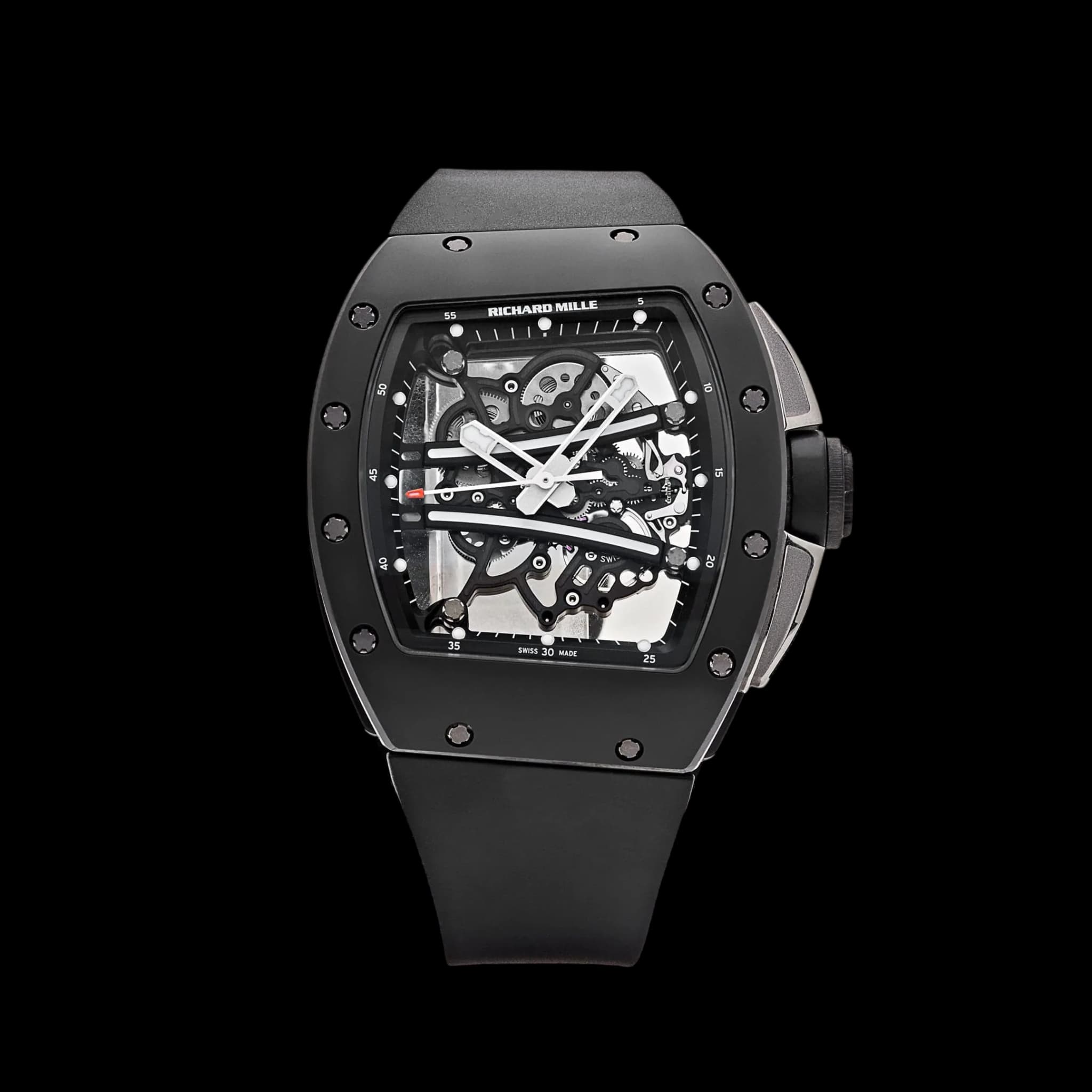 Richard Mille RM 61-01 Yohan Blake automatic luxury watch with black ceramic case and skeleton dial